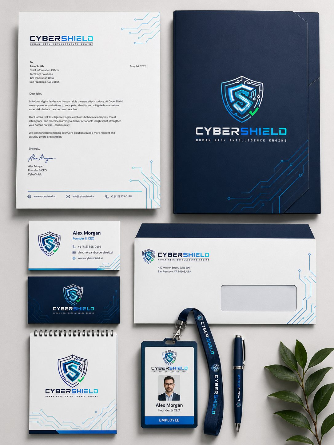 CyberShield stationery mockup
